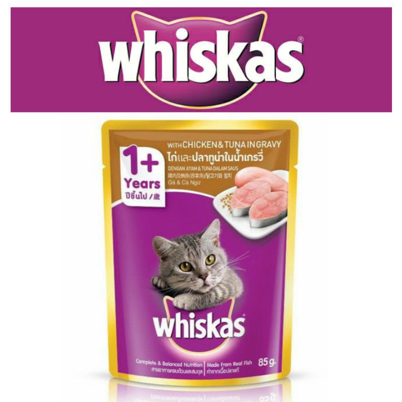 Whiskas Pouch Chicken And Tuna Ingravy 80gr Makanan Kucing Basah Untuk Kucing Dewasa Whiskas Sachet Shopee Indonesia