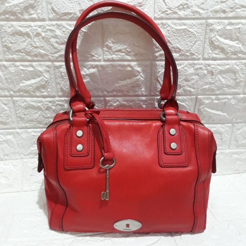 BIG SALE Tas Fossil Marlow Satchel Red (Preloved)
