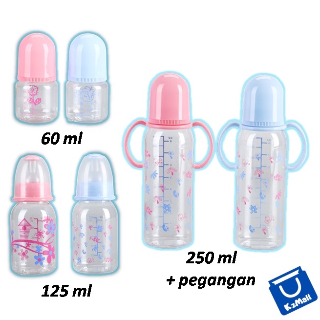 FREE DOT Botol Susu Bayi KIDZONE + Pegangan Standard Dot Gepeng BPA FREE 60ml 125ml 250ml