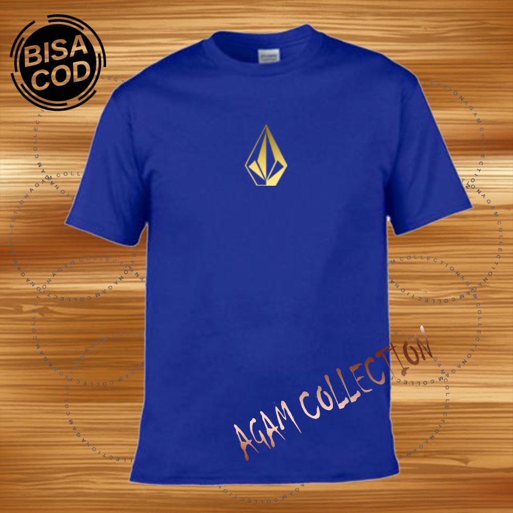 Agam Collection Baju Kaos Distro Logo Volcom Text Gold Lengan Pendek Premium Quality