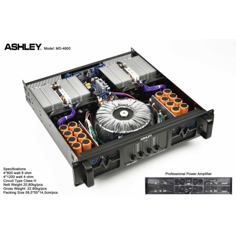 Ashley md 4800 power amplifier ashley MD4800 class H