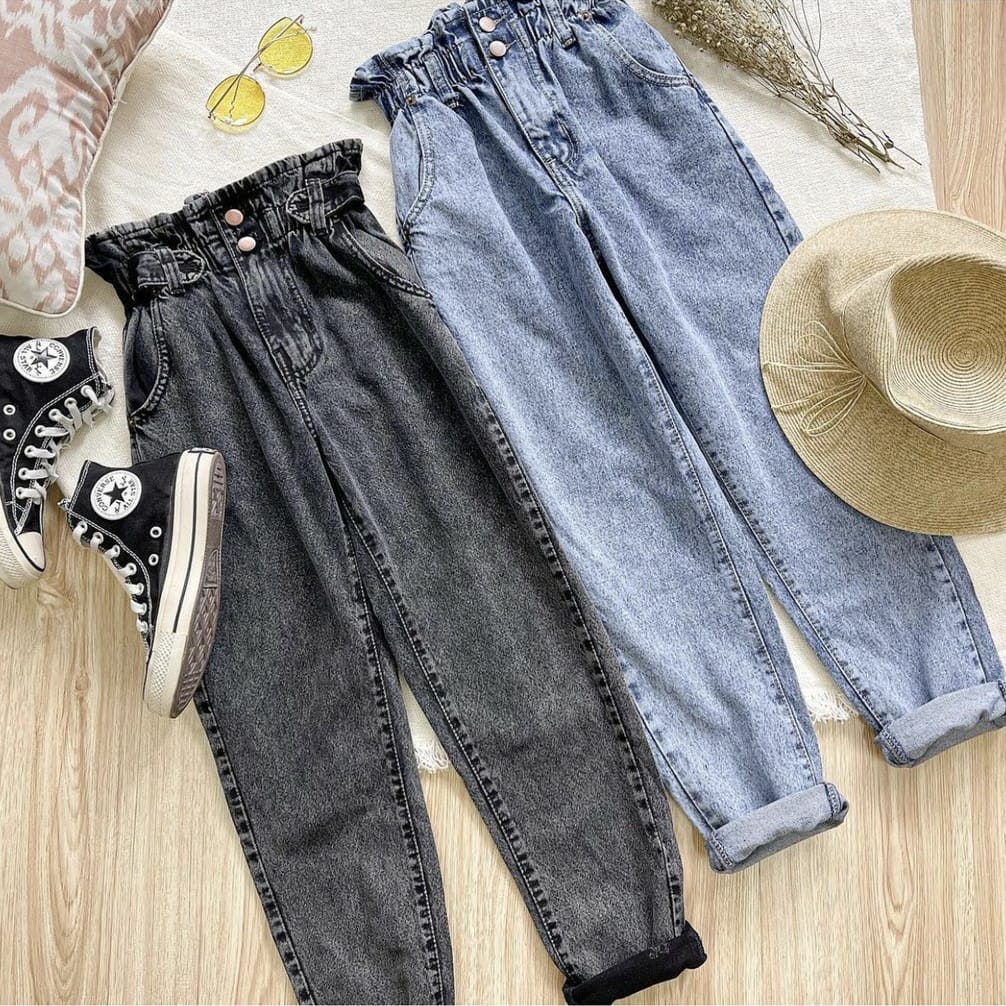 1KG MUAT 4PCS | DRAKO JEANS HIGHWAIST ACID DENIM HITS SELEBGRAMM FASHION WANITA GROSIR MURAH