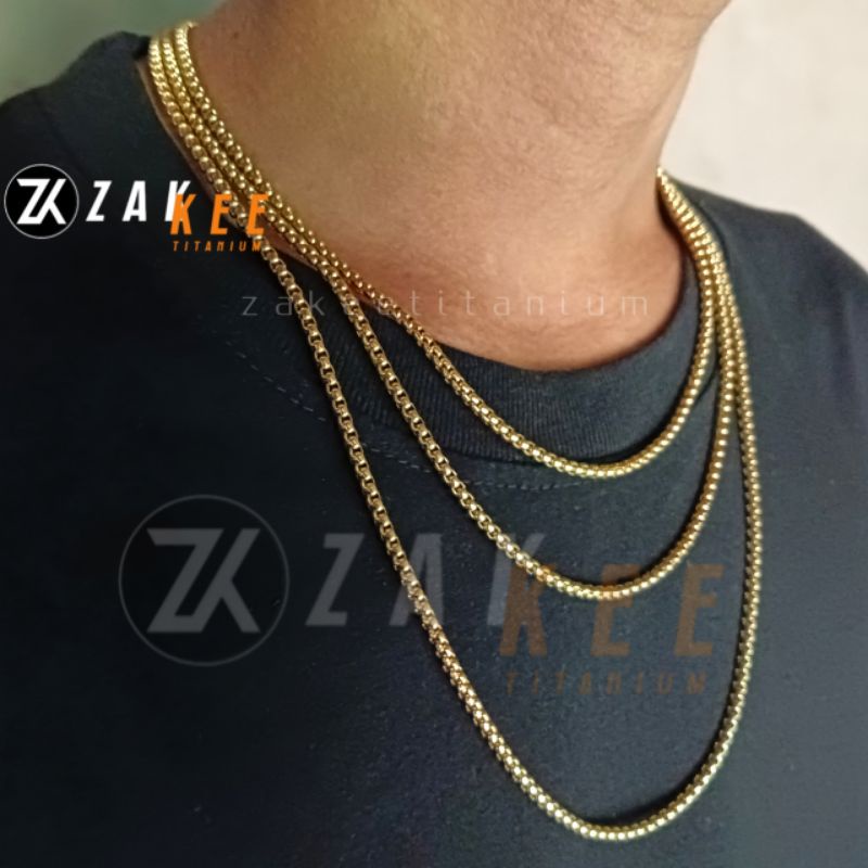 Kalung Titanium Pria Wanita Rantai Emas Rante Cowok Cewek Keren Anti Karat