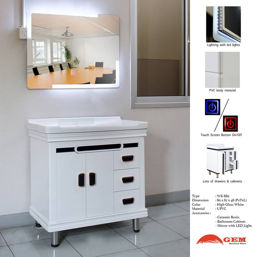 WASTAFEL KABINET GEM-880 SET DENGAN KACA
