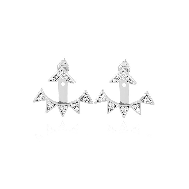 LRC Anting Tusuk Fashion Silver Alloy Geometry Water Droplets Full Of Split Ear Studs F5999X