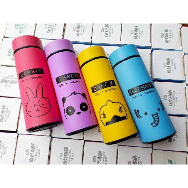 Botol Kaca Animals 450ml / Botol Minum Kaca Motif