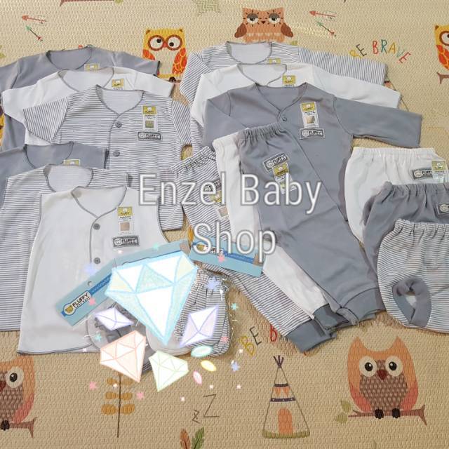 Paket baju  bayi  newborn  0 3 Bulan Abu TANPA Sarung Tangan 