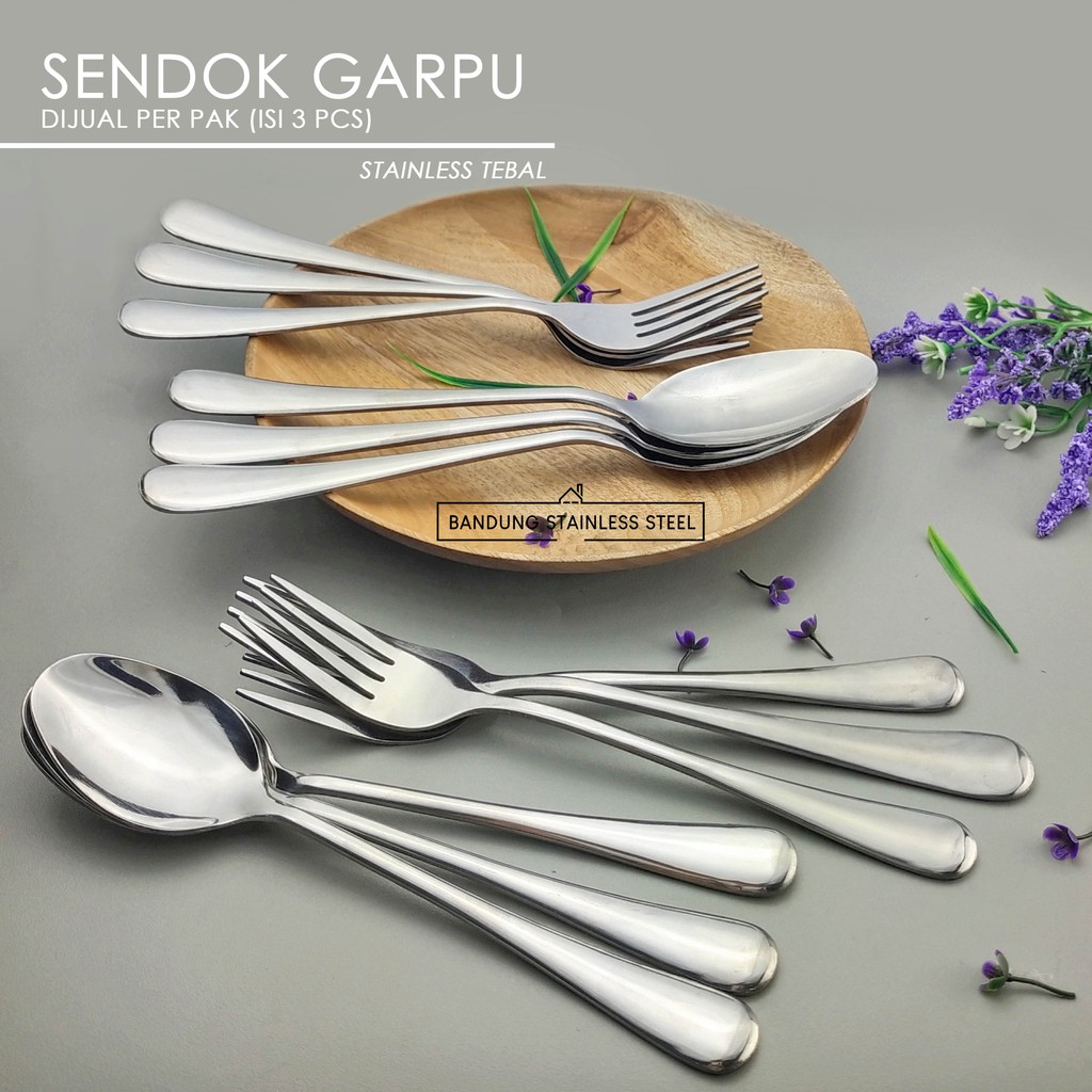 3 pcs sendok garpu makan besar standar stainless tebal hotel spoon fork