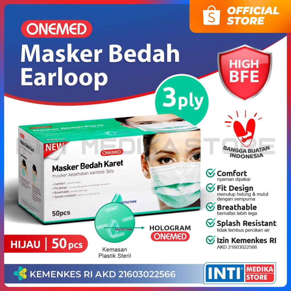 Jual ONEMED - Masker 3 Ply Earloop Medis / Surgical Mask Indonesia ...