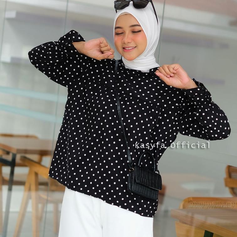 BLOUSE POLKADOT RUFFLE // VINO BLOUSE POLKADOT REMPEL –SBB.16Ap22ᵞ