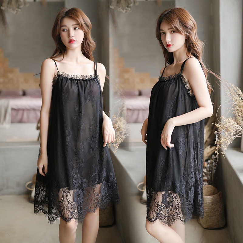 BAAJU.ID - SET LINGERIE DRESS -LINGERIE BRUKAT - LINGERIE BIG SIZE - GAUN SEXY WANITA - NIGHT GOWN