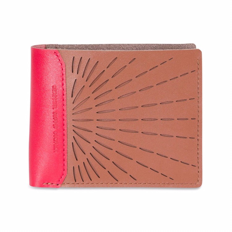 Herschel Hank Plus Perforated Leather Wallet Brown/Chilli