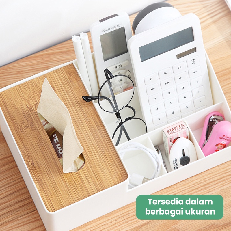 Kotak Tissue Box Storage Plastik Box Organizer Tempat Penyimpanan Tisu Remote Phone Kosmetik Serbaguna KOTAK 6 SEKAT[SS]