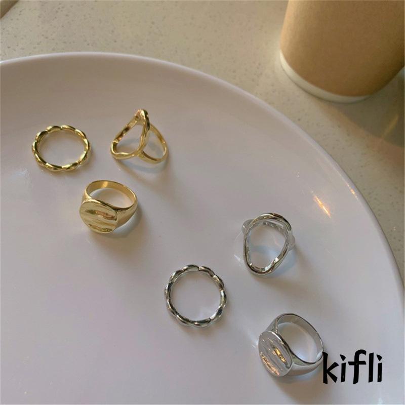 3pcs Cincin Jari,Telunjuk Desain Geometris Rongga,Untuk Wanita