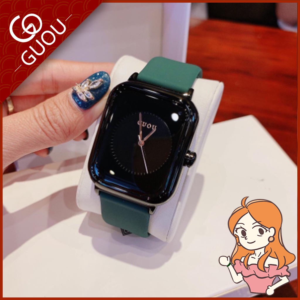 【Penjualan Terbaik】✅COD GUOU 2023 Jam Tangan Jelly Desain Baru Kotak Kecil Fashion Sederhana Tali Si