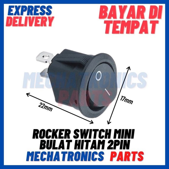[SWI-0006] ROCKER SWITCH MINI BULAT HITAM 2PIN