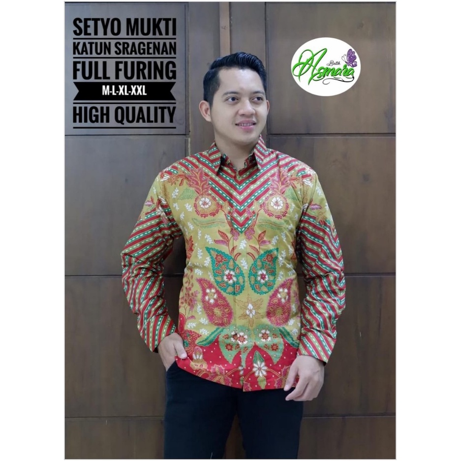 DISKON BESAR SETYO MUKTI KEMEJA BATIK SOLO PRIA LENGAN PANJANG LAPIS FURING ATASAN PREMIUM MODERN KO