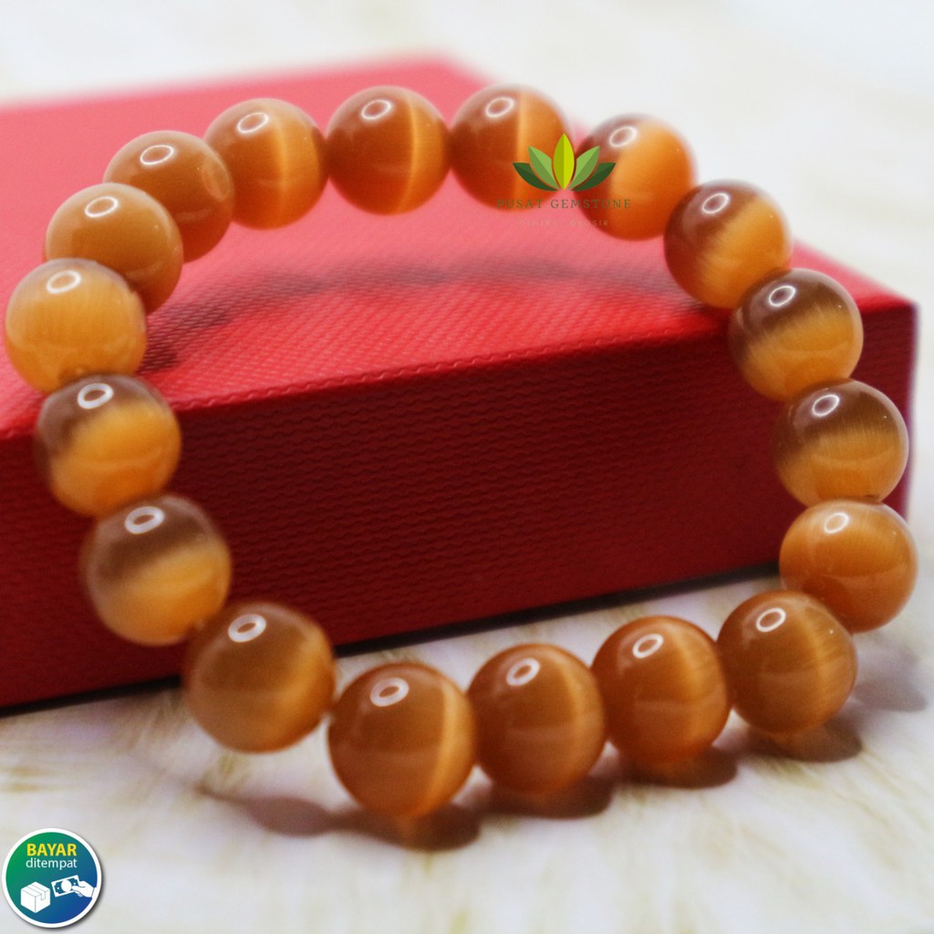 Gelang Batu Cat Eye 10 mm Pria &amp; Wanita