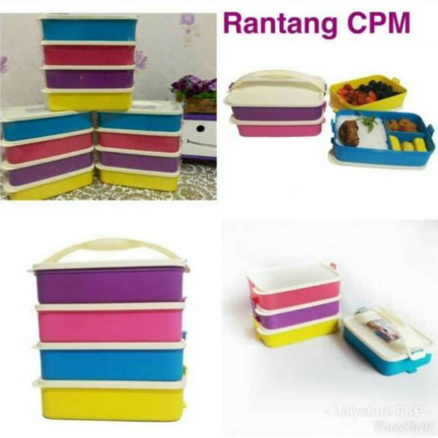 Rantang CPM rantang susun 4 kotak makan bahan plastik lunch box kotak makan sekat stara tupperware