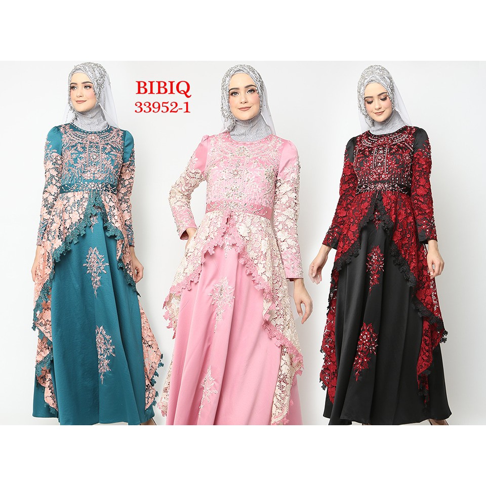 BIBIQ 33952-1 BIBIQ Fashion Maxidress Gamis Pesta Baju Muslim Mewah BIBIQ Terbaru
