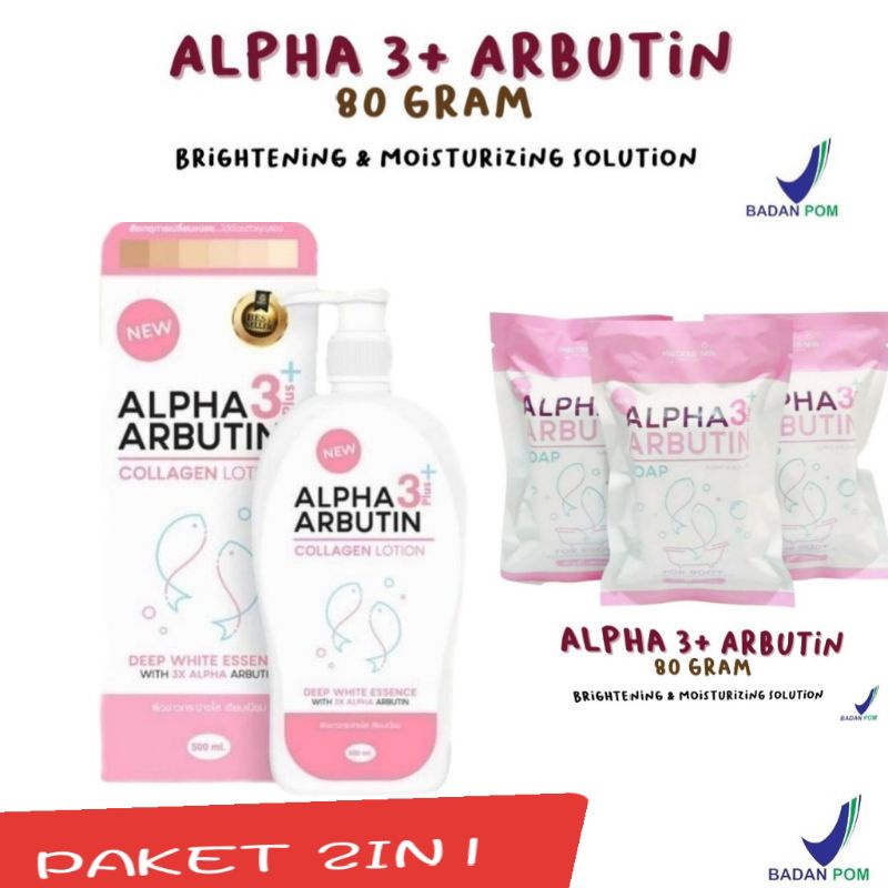 PAKET 2IN1 - Alpha 3+ Arbutin Lotion &amp; Soap Alpha Arbutin