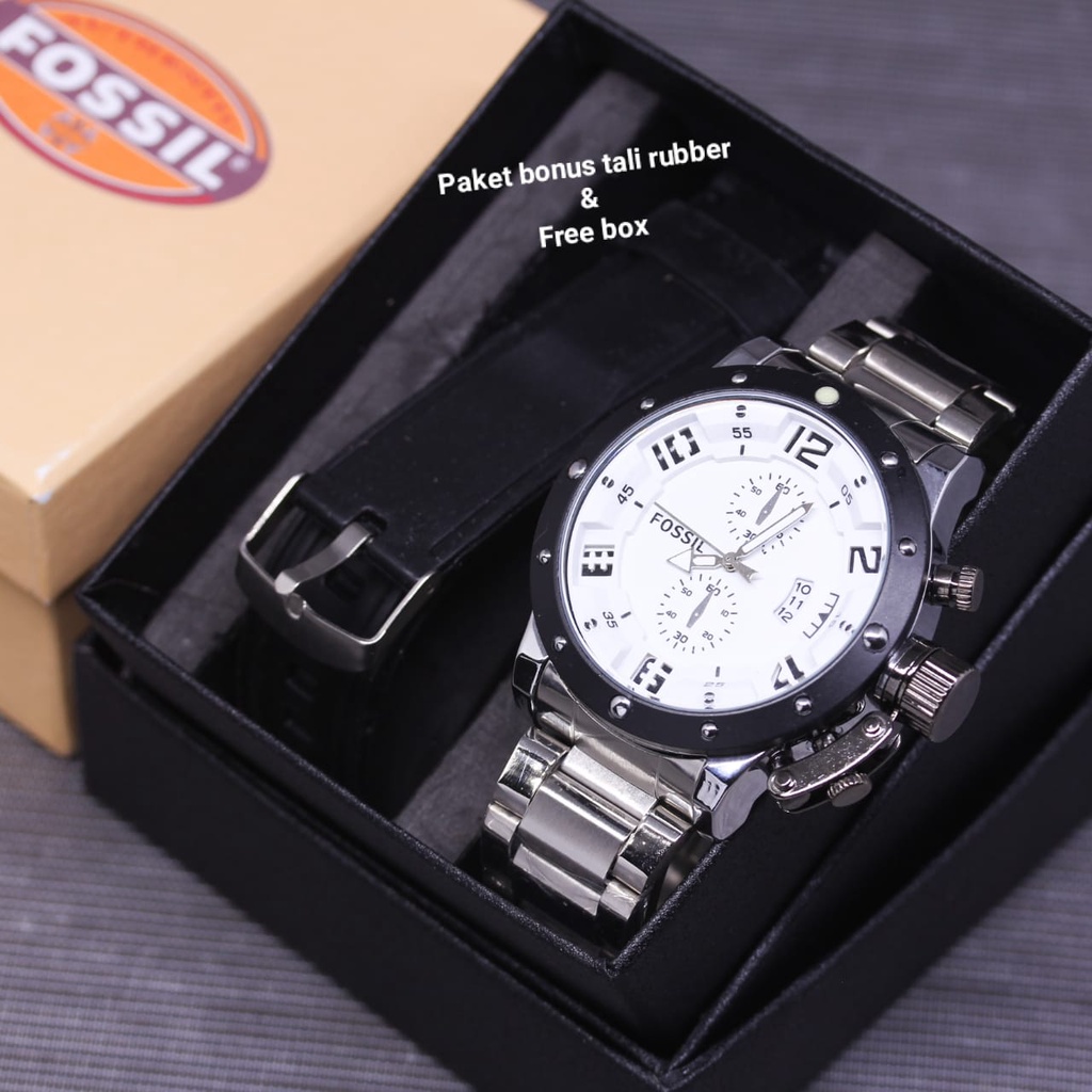 Grosiran Jam Tangan Pria F10554EV Analog Strap Rantai Free Strap Rubber Include Box Exclusive dan Box Original