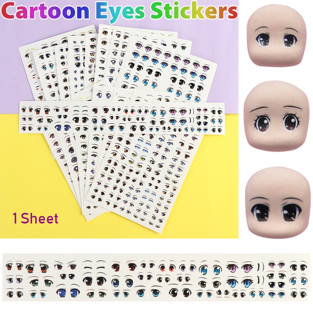 ROW 1 Lembar Mainan Sticker Mata Kartun Aneka Motif untuk Dekorasi Boneka