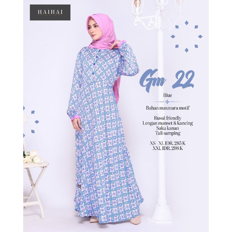 Gamis Katun Original HAIHAI GM 22 Biru
