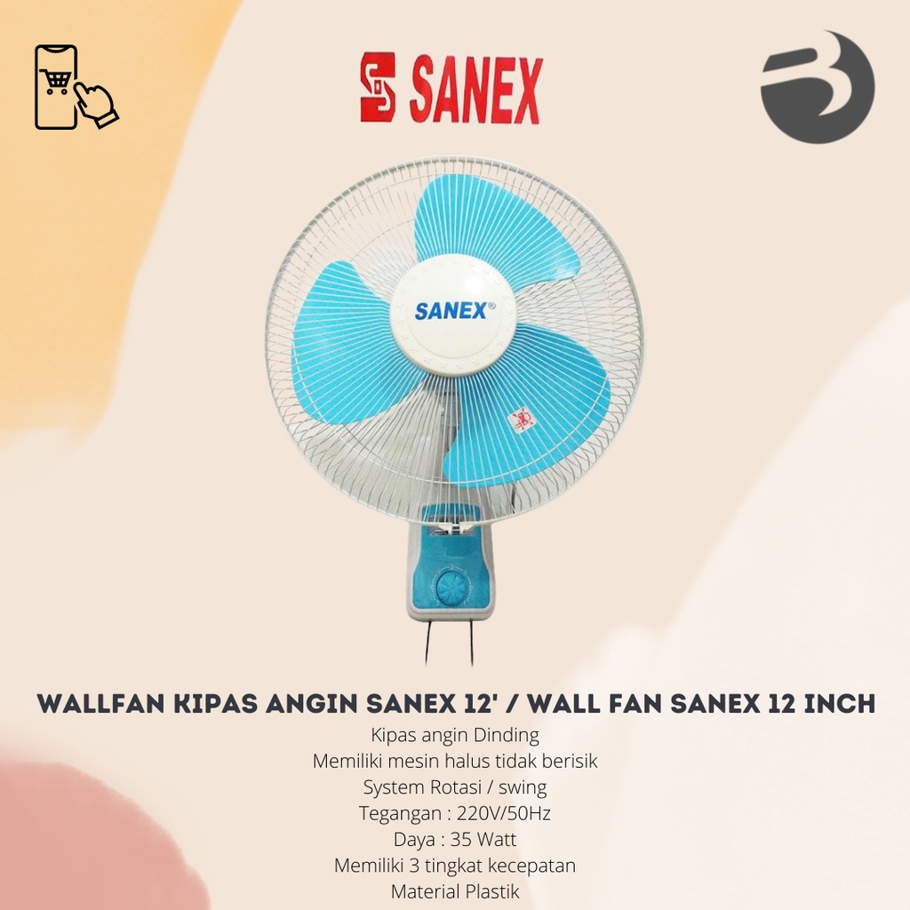 WALLFAN KIPAS ANGIN SANEX 12 INCH / WALL FAN SANEX 12 INCH