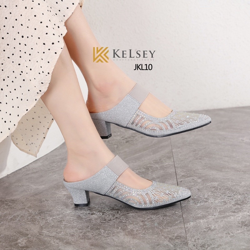 (GRATIS ALAS KAKI) NICOLE Sandal Heels Hak Tahu 5cm Wanita Kelsey JKL10