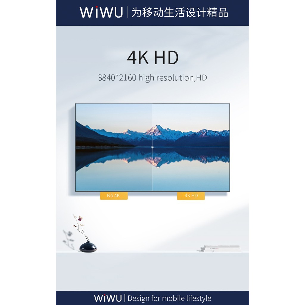 WIWU X10 - Type-C to 4K HDMI Cable - NS Switch Compatible - 200cm - Kabel Type-C ke 4K HDMI 2 Meter