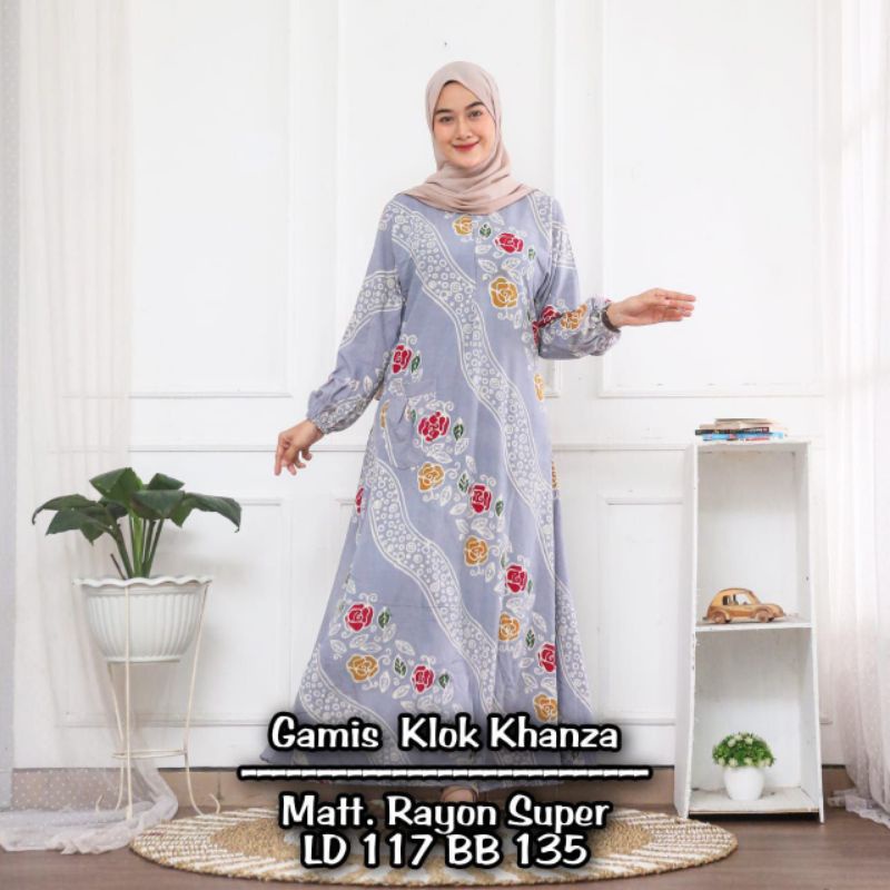 Gamis Jumbo Rayon Kekinian Premium Busui Resleting Depan HomeDress Terbaru Batik Cap Termurah Pekalongan