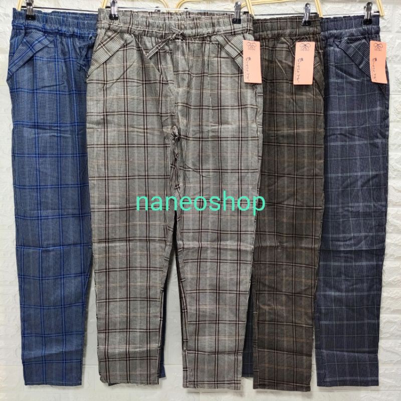 Celana panjang wanita katun Stretch baggy pants KOTAK Celana panjang wanita katun Stretch baggy pants KOTAK