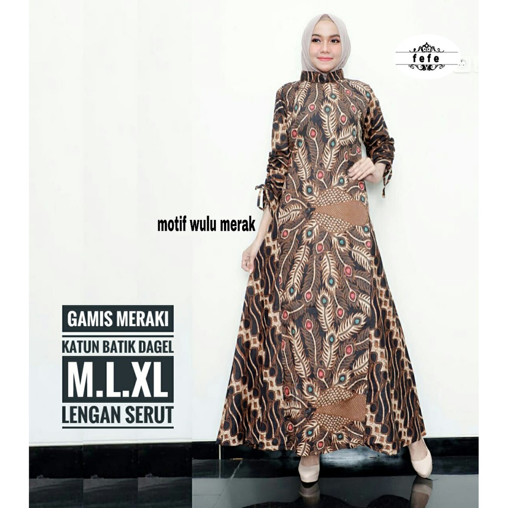 BAJU BATIK WANITA MODEL GAMIS KATUN BATIK DAGEL LENGAN SERUT GAMIS MERAKI