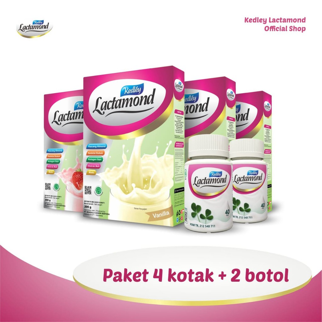 KEDLEY LACTAMOND Paket 4 kotak + 2 botol | Bundling Booster ASI | Kedley