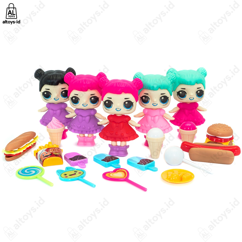 Mainan Boneka Mini Set MC Surprises Plus Fast Food MO01 / Boneka Hiasan Kue Ulang Tahun Anak Mainan Anak Perempuan Mini Boneka Lol Fhasion &amp; Fast Food Set Mainan Murah