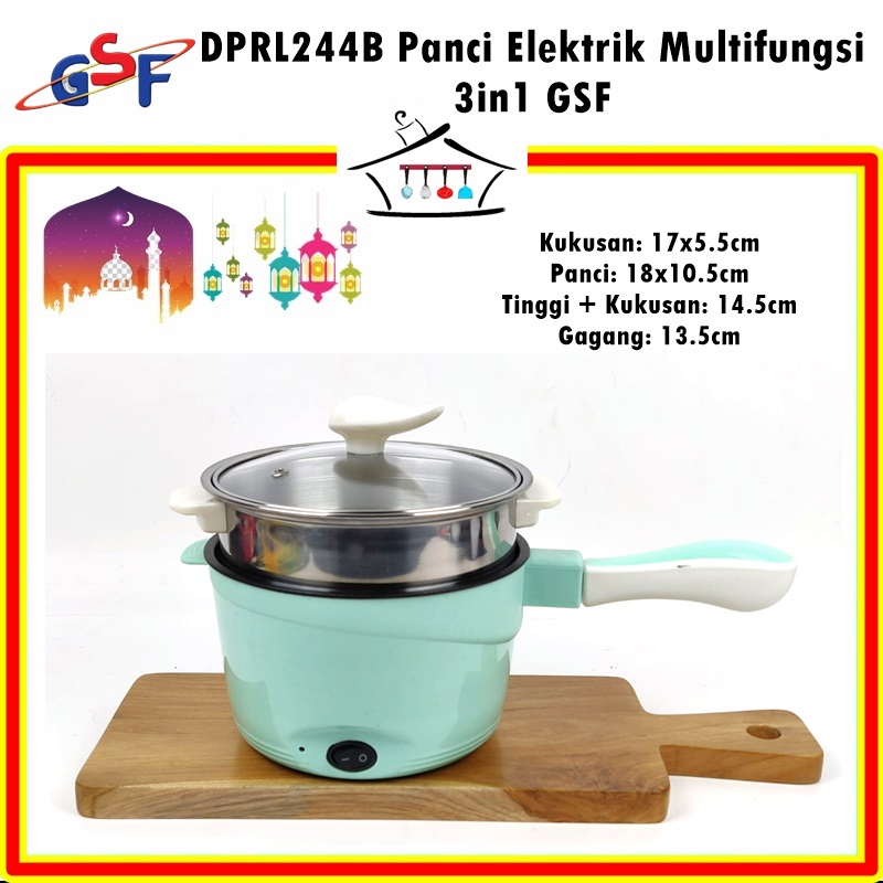 Panci Elektrik Multifungsi 4in1 Kukus Tumis Rebus Goreng GSF 18cm/1.2L