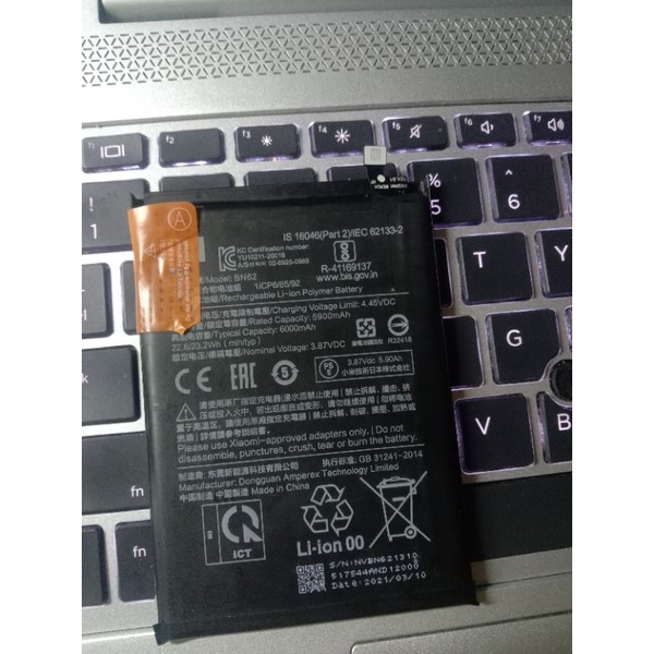 Batrai BN62 original copotan mesin Xiaomi redmi 9T,jaminan 100% original karena langsung dari copota