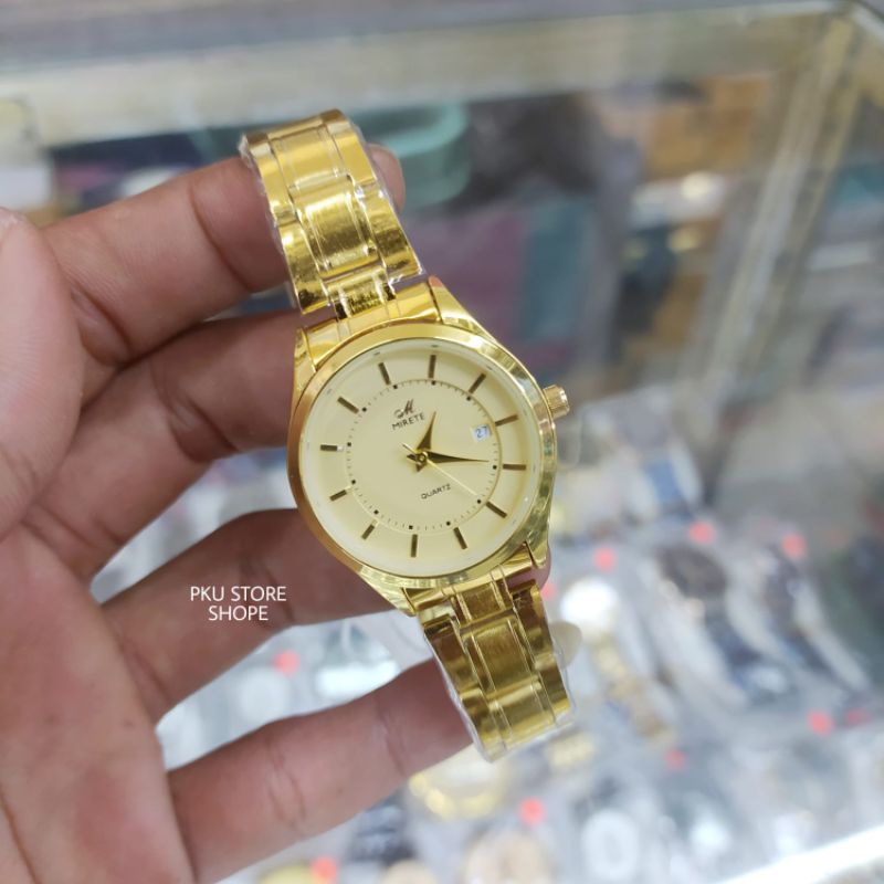 JAM TANGAN WANITA IMPORT FITUR TANGGAL WANITA ANTI AIR RANTAI STAINLES STEL JAM TANGAN KASUAL WANITA TERBARU FREE BATRAI CADANGAN JAM ANGAN WANITA MIRETE 7789