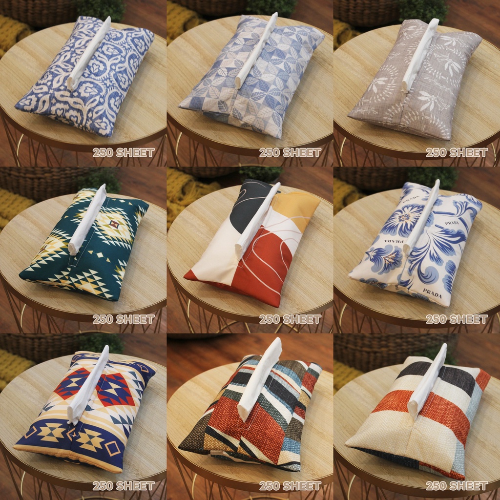 SARUNG TISSUE Motif Print 250 Sheet 30 x 18 cm / Tempat Tisu Besar / Wadah Tisu Kain / boho / Tenun / Turkish / Denim / Allington