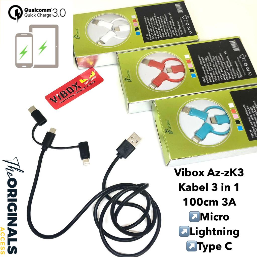 Kabel Data Kabel Casan Vibox 3In1 Kabel data / Cable USB 3in1 MICRO TYPE C LIGHTNING IPHONE