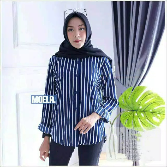 Kemeja Monalisa Premium Salur Mini L XL XXL XXXL