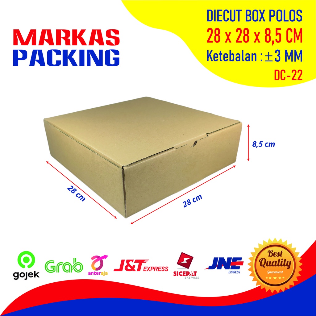 

Kardus Box Die Cut 28x28x8,5 CM Kotak Dus Packing Pizza Besar Polos