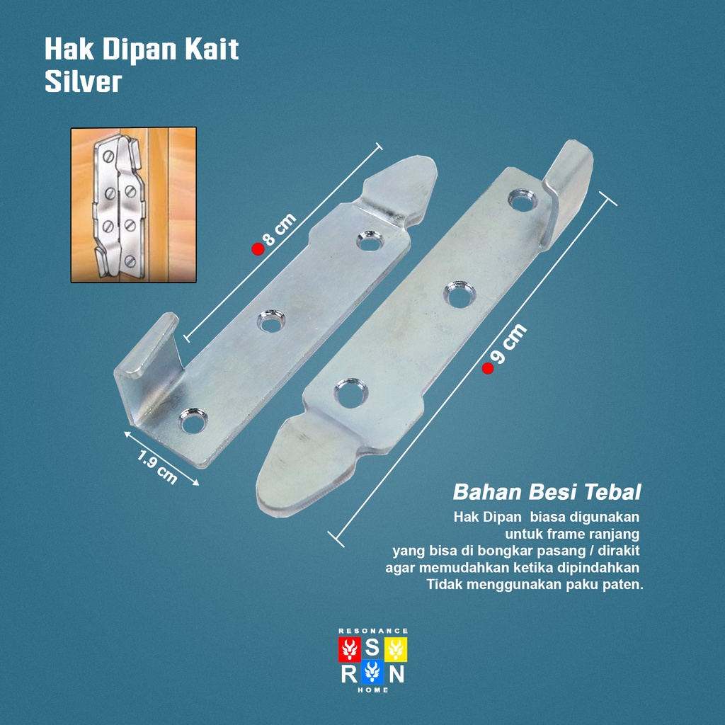 Hak Dipan Kait Ukuran 9 cm isi 8 Pcs / Bed Hinge Resonance Home