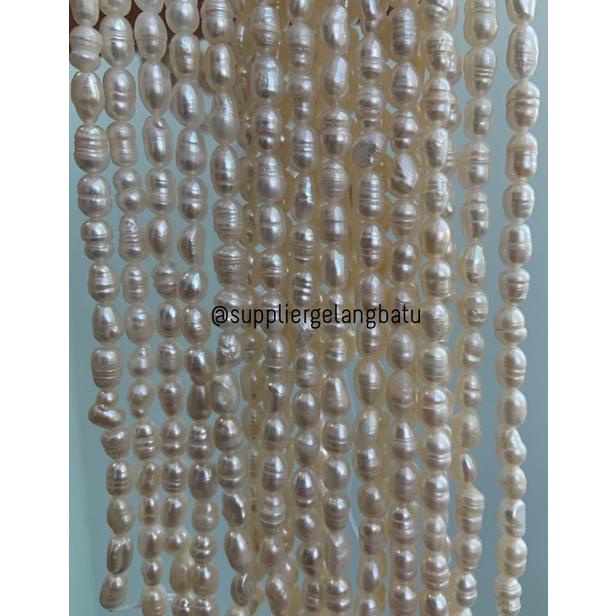 Bahan Aksesoris Mutiara Air Tawar Barok / Baroque 4 X 6Mm Oval Pearl