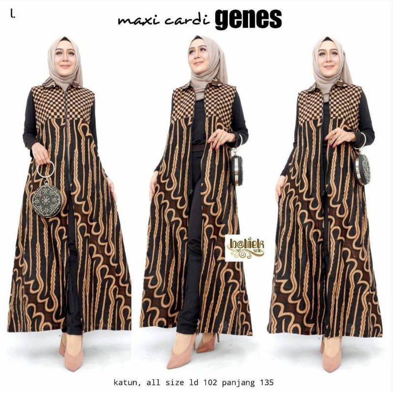 MAXI CARDI #2 GENES BATIK SOGAN OTHER LONG VEST ROMPI OOTD