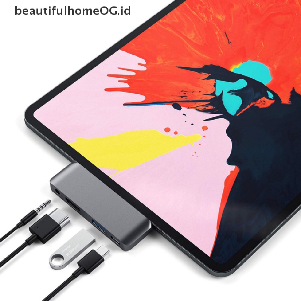 Adapter Hub Port Hdmi 4k + Jack Audio 3.5mm Untuk Ipad Pro