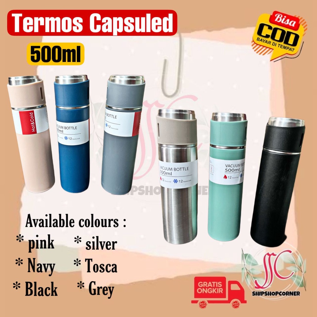 thermos kapsul thermos traveling thermos vacuum flask souvenir set gelas