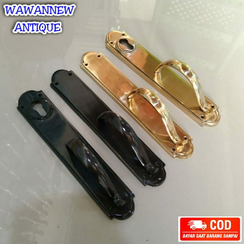 Handle Pintu / Gagang Pintu Rumah Pagar Kuningan Motif Cumi 28cm