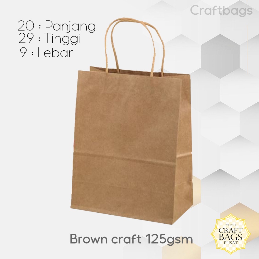 Jual Paper Bag Coklat Polos Tali Kertas 29x9x20 CM / Paper Bag Kado ...